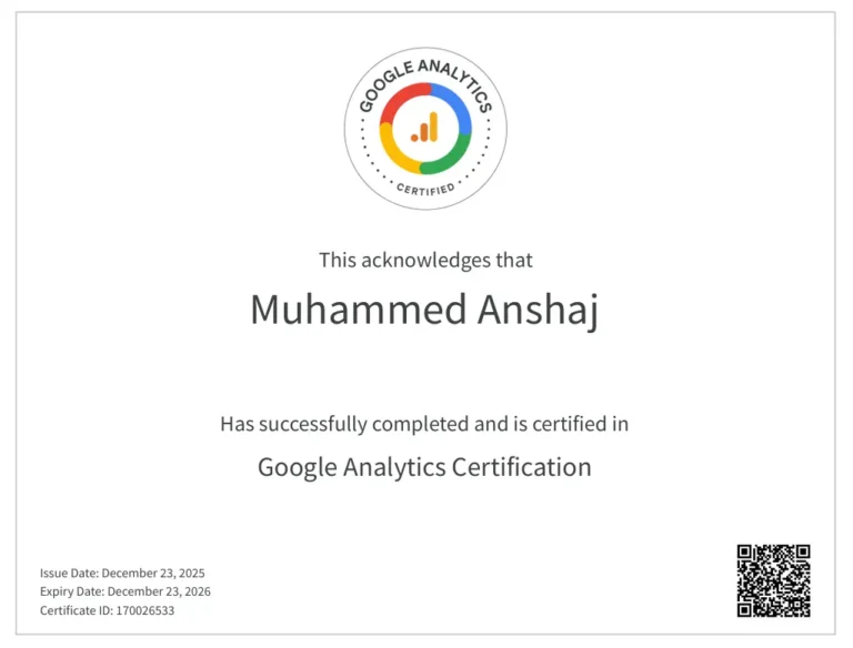 GOOGLE ANALYTICS CERTIFICATE BY BEST DIGITAL MARKETER IN ABU DHABI
